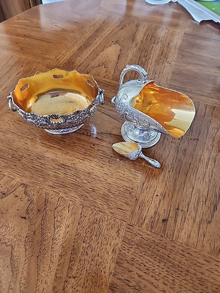 Antique Silver Plated Candy Dish And Sugar Bowl