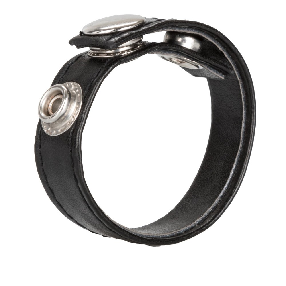 Leather 3-Snap Ring - Multi-Purpose Adjustable Penis Erection Enhancer Cock Ring