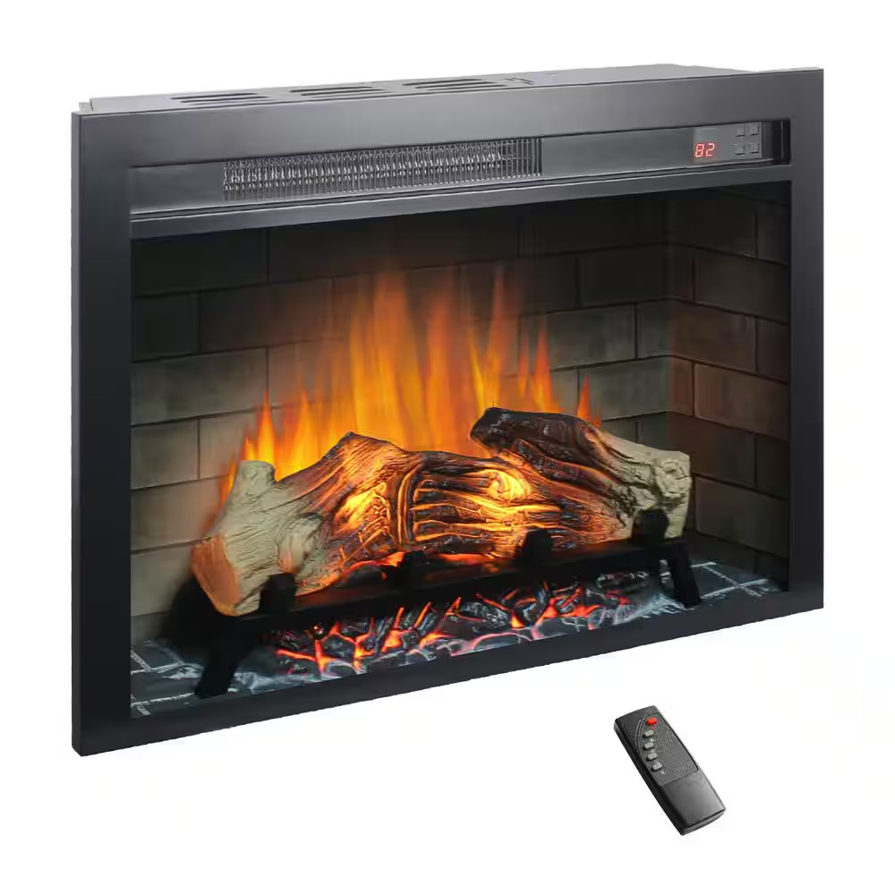 28 In. Ventless Electric Fireplace Insert Multicolored Flames