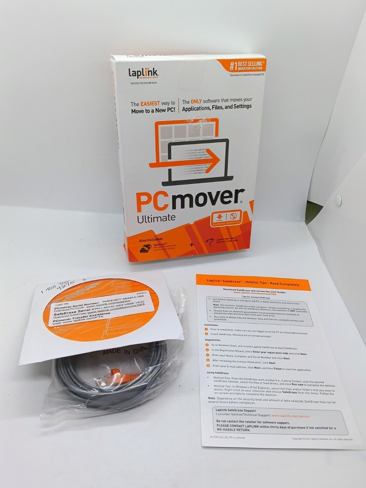Laplink PCmover Ultimate PC Transfer Software with High-Speed Ethernet Cable