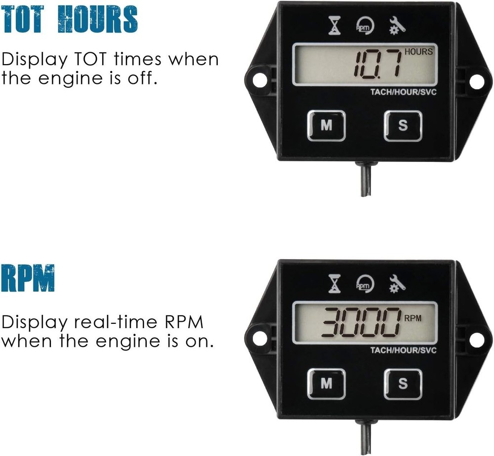 Small Engine Digital Hour Meter & Tachometer