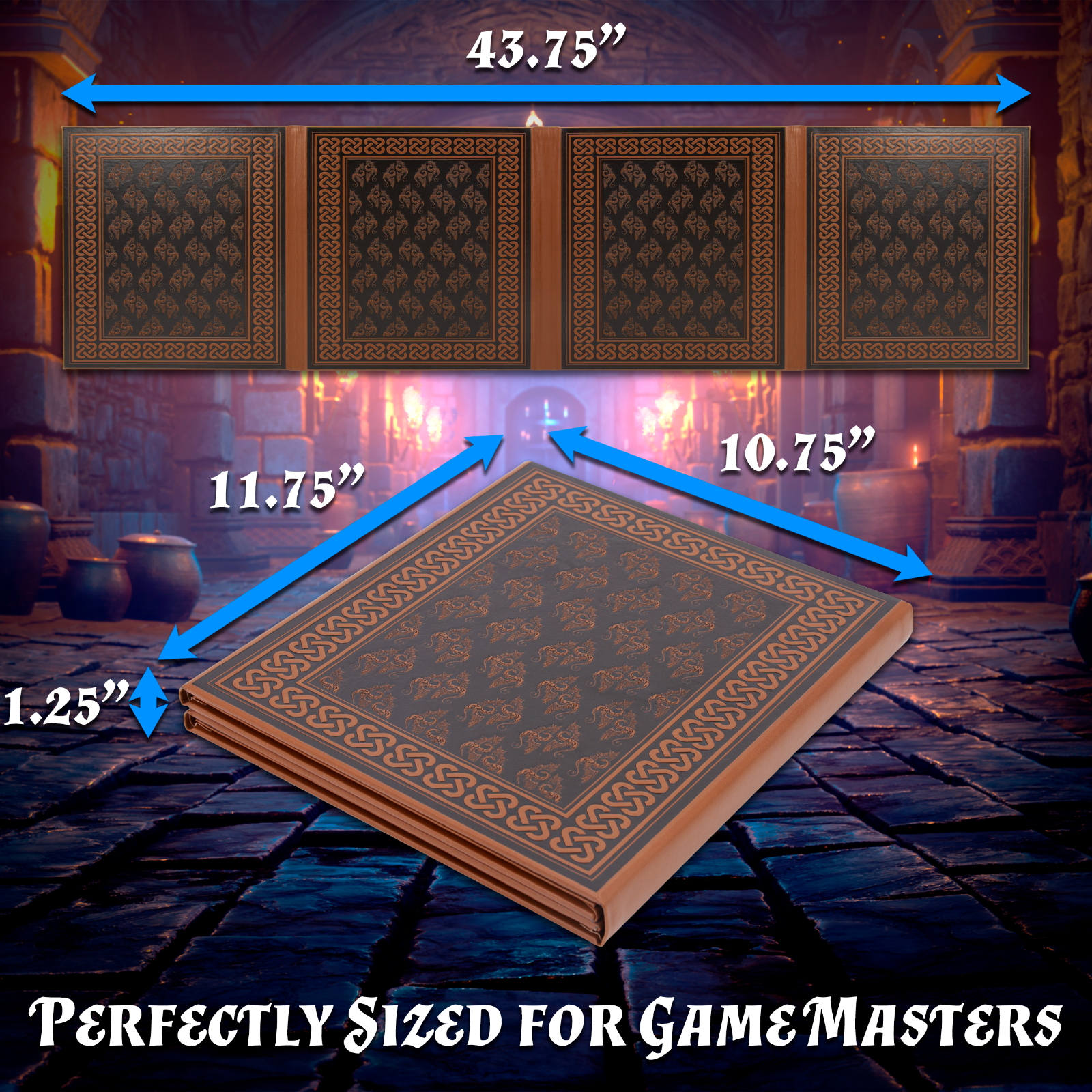 CM DM Screen Embossed GM Screen with Four Panel Folding Dungeon Master Screens