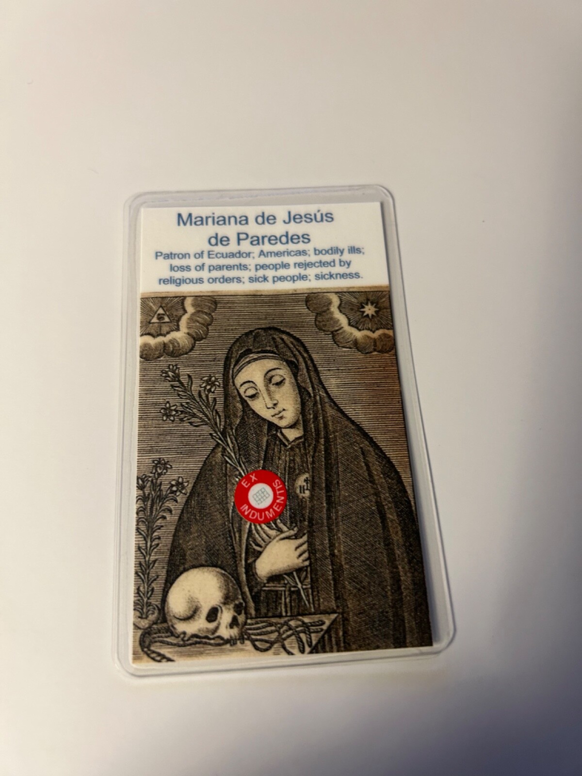 Saint Mariana de Jesus 3rd Class Relic Card