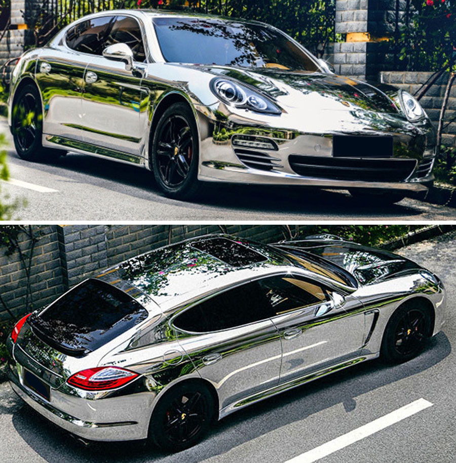 12" x 60" Silver Chrome Mirror Vinyl Film Wrap Sticker Stretchable 1ft x 5ft