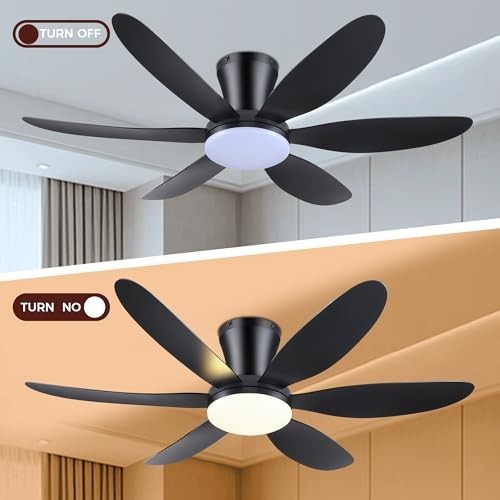 42" Low Profile Ceiling Fan with Light & Remote, Dimmable, Reversible, Noiseless