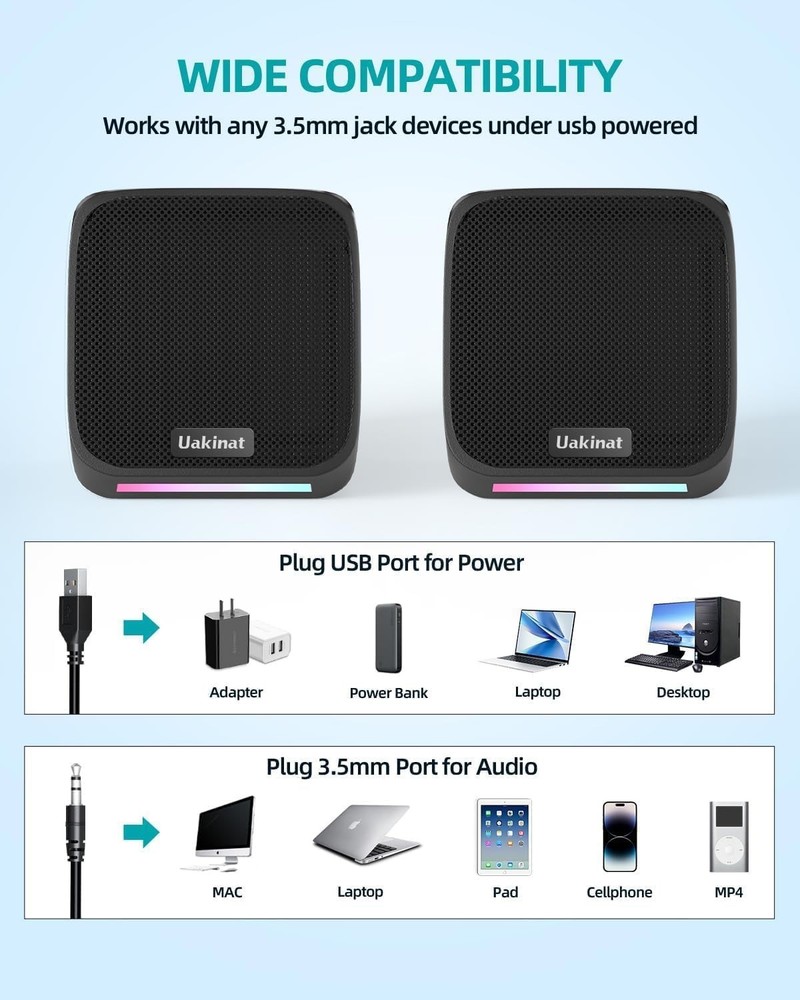 High-Definition USB-Powered Computer Speakers - Compact & Stylish Sound Solution