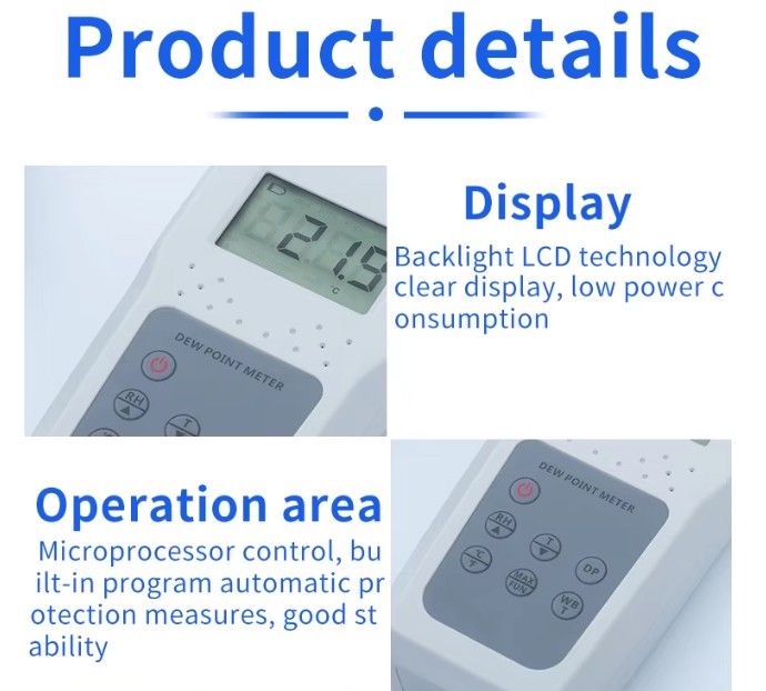 Dew Point Meters with Pipe-Mounted Sensor Backlit LCD Display Technology