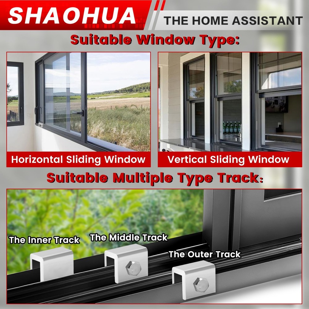6 PCS Stainless Steel Sliding Window Lock Key Vertical Horizontal Security