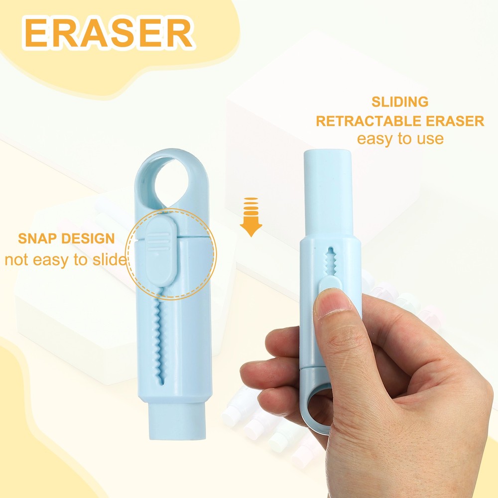 4 Pack Erasers, Pencil Erasers Large Eraser Push Pull Cute Soft, Blue TPE
