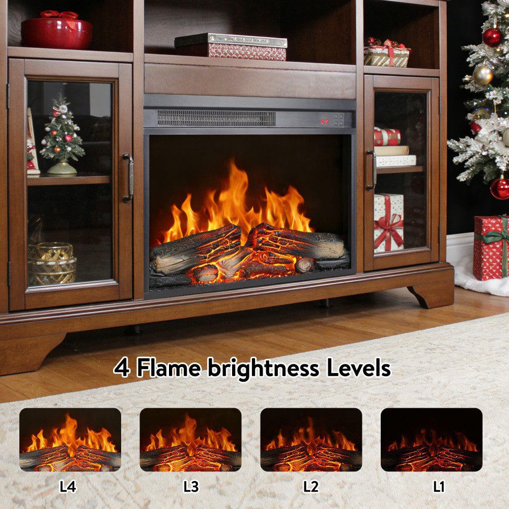 Fireplace with log set Features flame effect Timer function Overheat protection