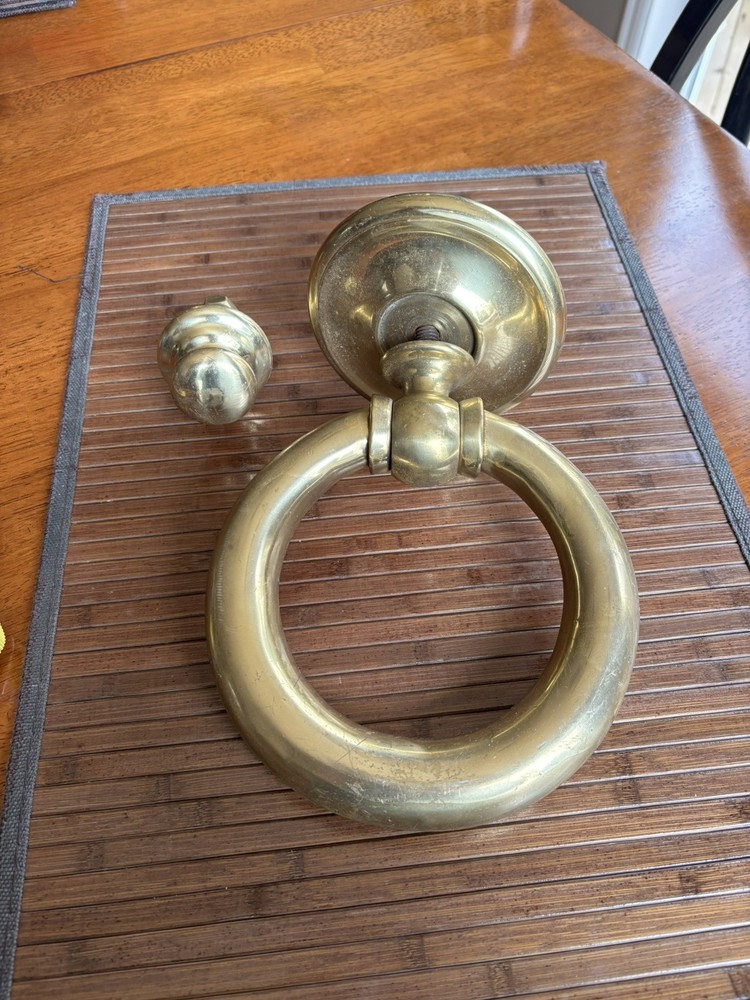 Vintage MCM SOLID 6.75”D Brass Door Knocker from Italy