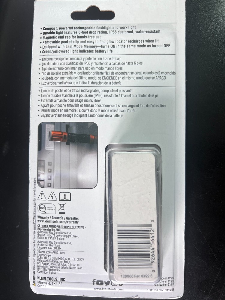 Klein Tools 56412 | Rechargeable LED Flashlight with Worklight 4123