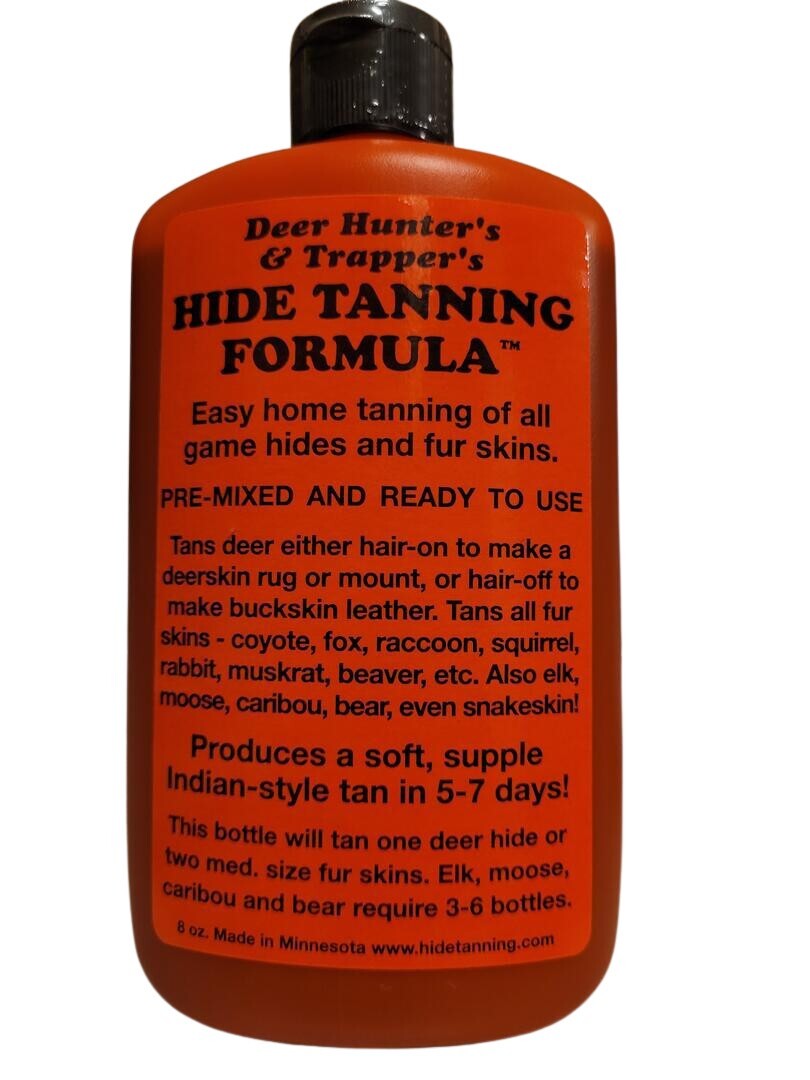 Deer Hunter's & Trapper's HIDE TANNING FORMULA 8 oz Bottle Sold By Lenon Lures