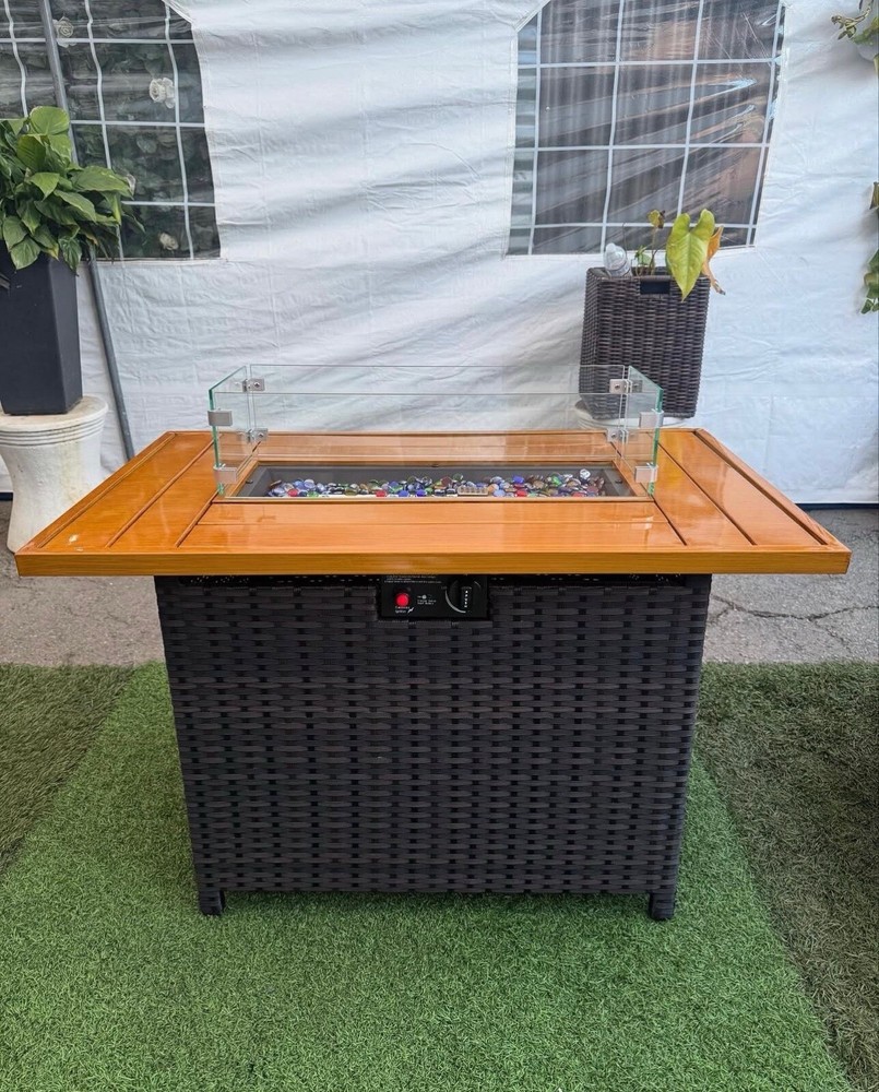 40x 24” Rectangular Outdoor Patio Gas Fire Pit Table, 50000BTU Fire Pit Table