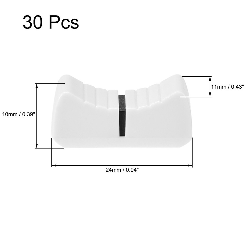 Console Mixer Slider Fader Knobs Replacement for Potentiometer White Black 30pcs