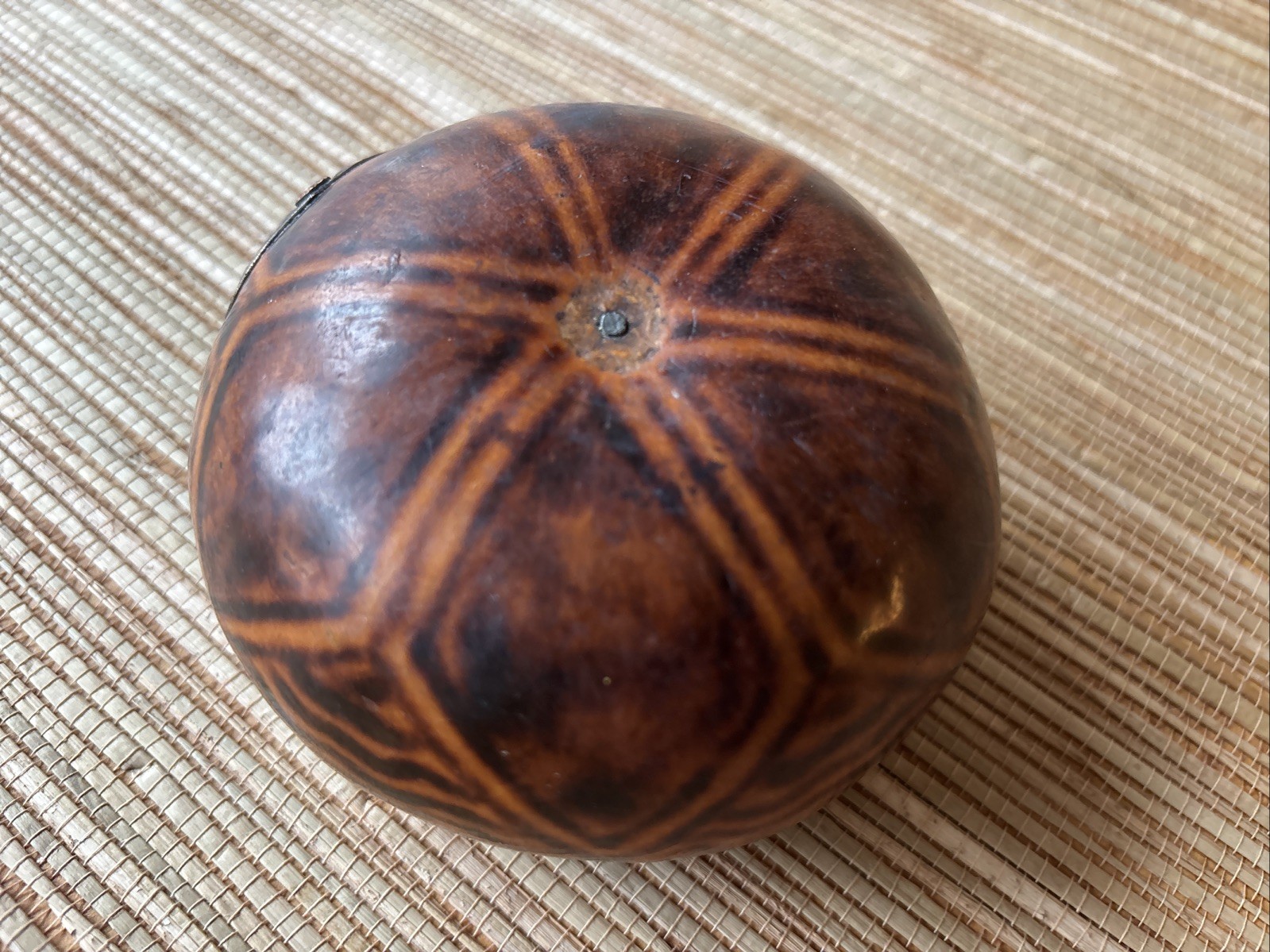 Vtg Galleta (Cookie Shape) Style Yerba Mate Gourd Silver & Gold Ferrule (Ring)