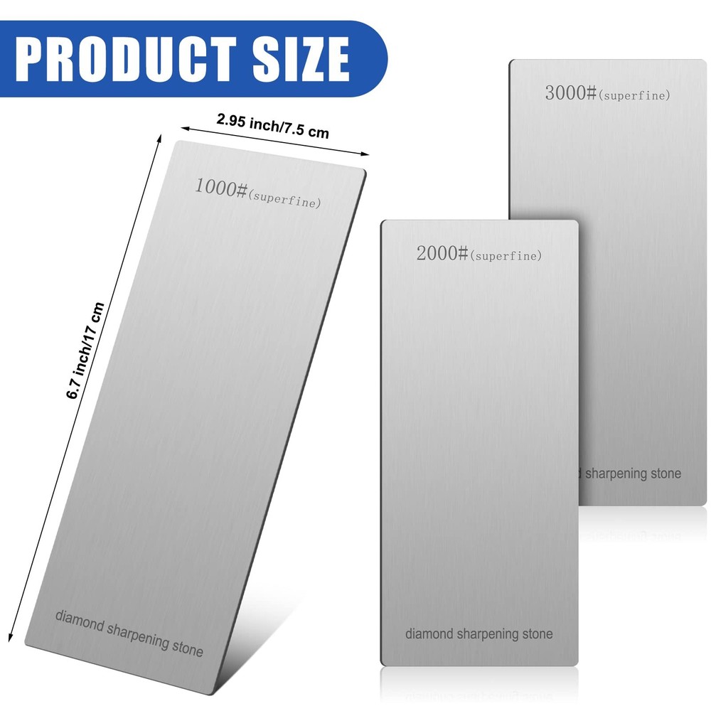 3 Pieces Diamond Sharpening Stone Diamond Knife Sharpener Plate Honing