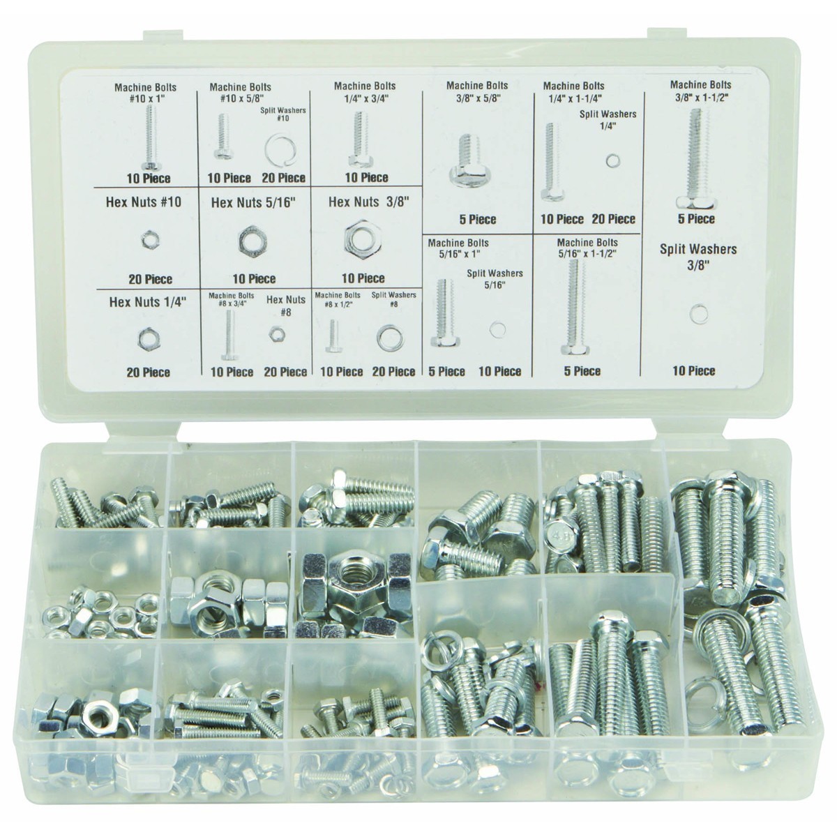 240 PC PIECE SAE STANDARD SIZE NUT AND BOLT SCREW ASSORTMENT HARDWARE KIT