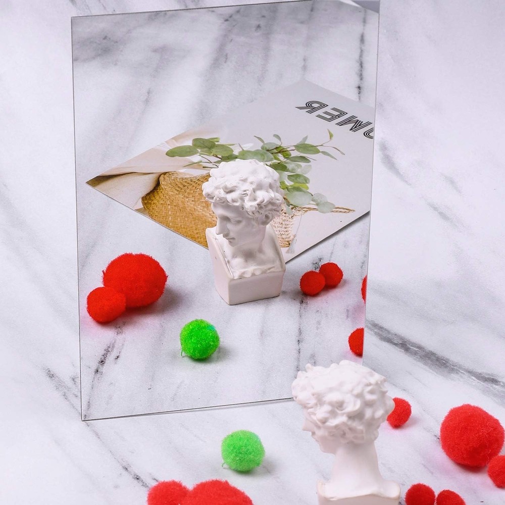 24 Pack Plastic Mirrors Decor Flexible Mirror Sheets Self Adhesive Mirror Til...