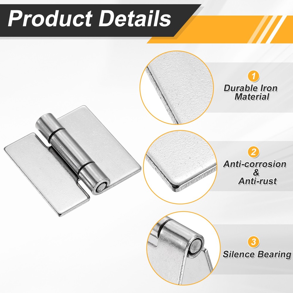 3 Pack Heavy Duty Weldable Hinges, 1.5"x1.57"x0.08" Weld on Butt Hinge, Silver