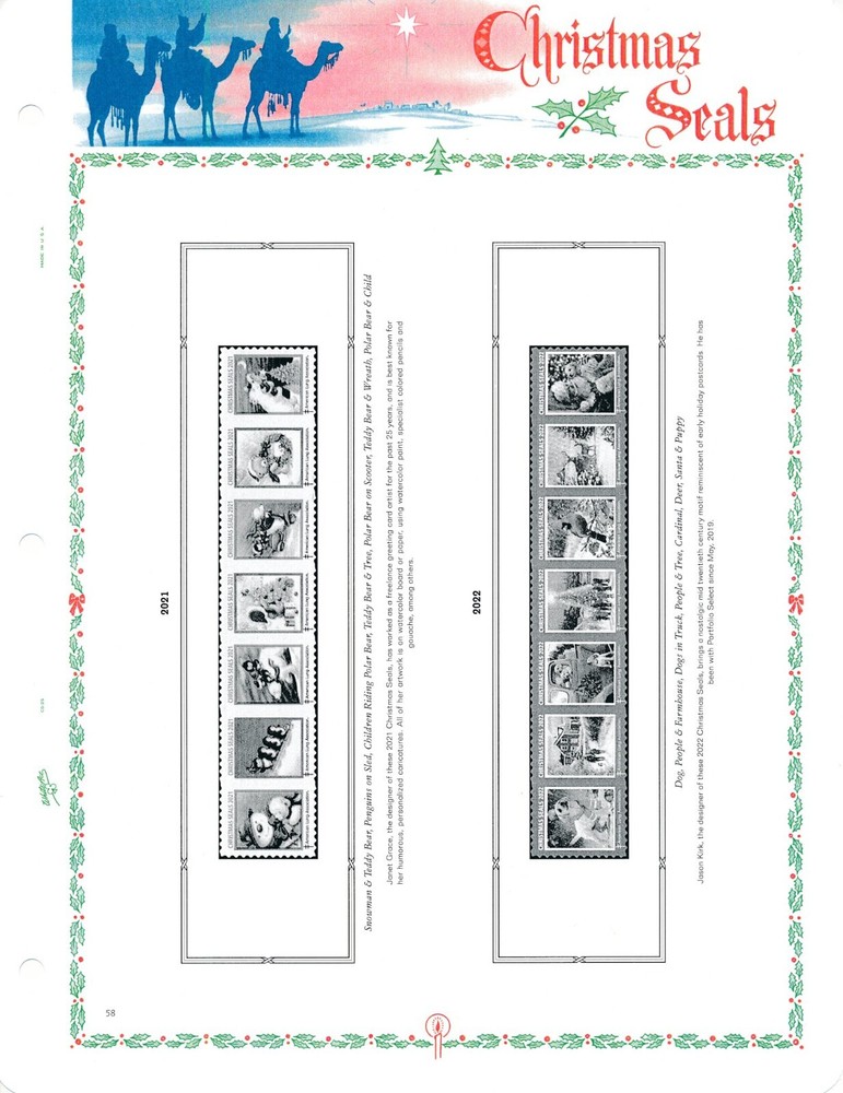 WHITE ACE 2021-2022 US CHRISTMAS SEALS Album Supplement CS-30