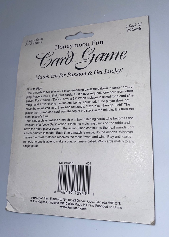 Honeymoon Fun Card Game NEW/Sealed