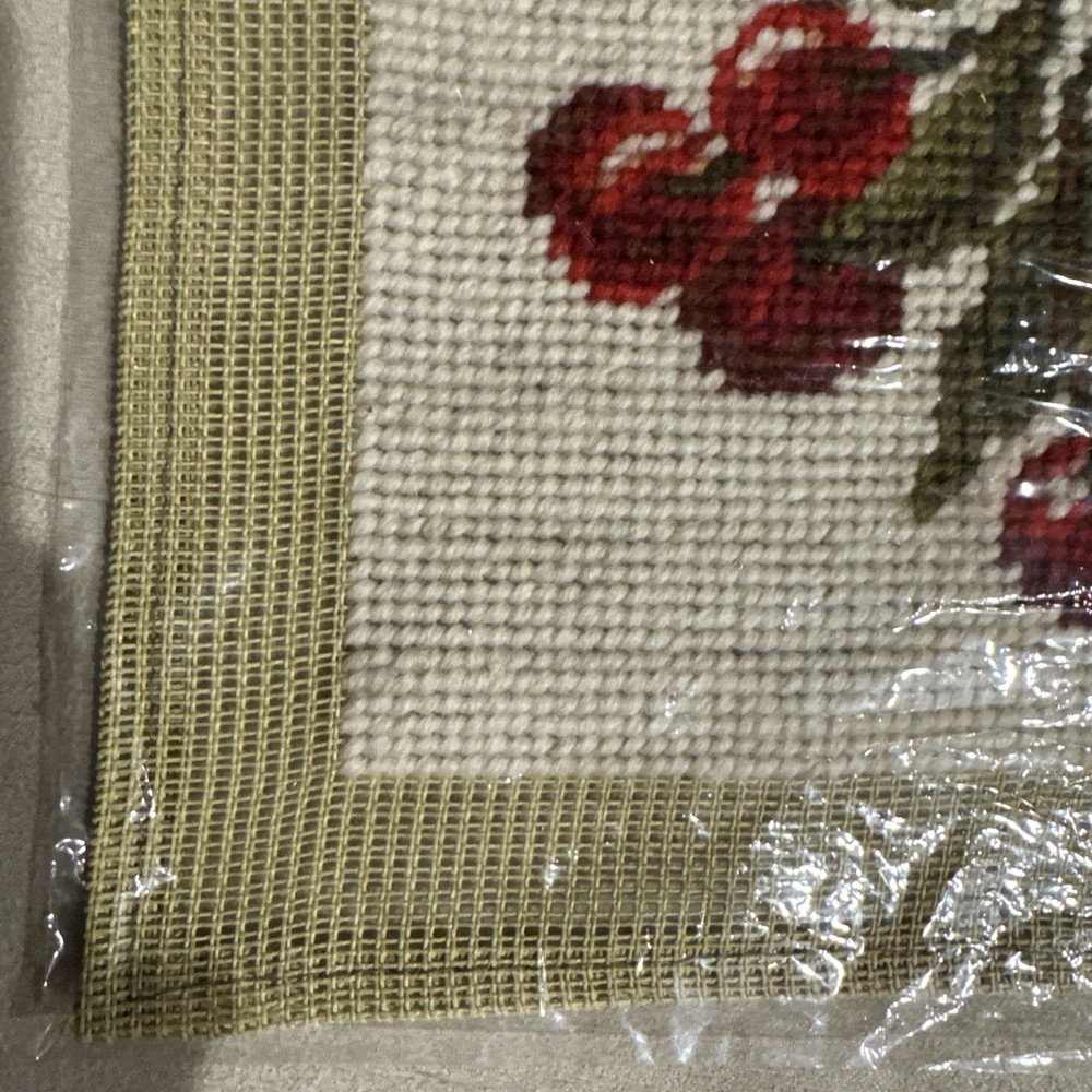 Completed Ivory Cherry Needlepoint Canvas 11" X 5"
