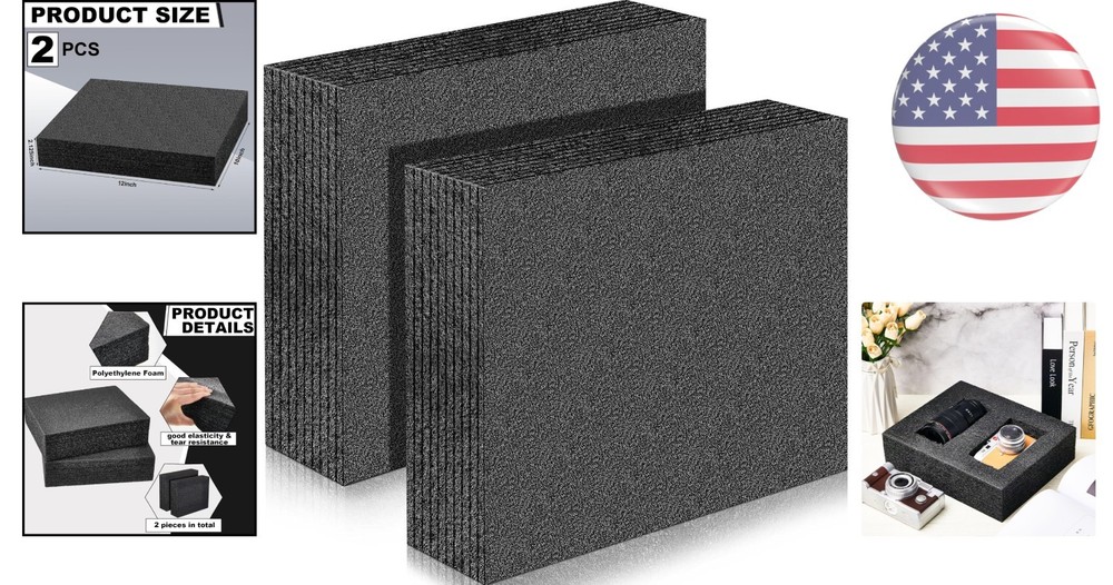 Versatile Black Polyethylene Foam Sheets - 2 Pcs, Cuttable for Custom Needs!