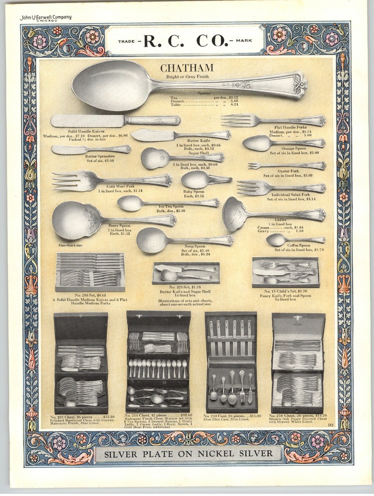 1925 PAPER AD R. C. RC Silverware Chatham Orleans Pattern