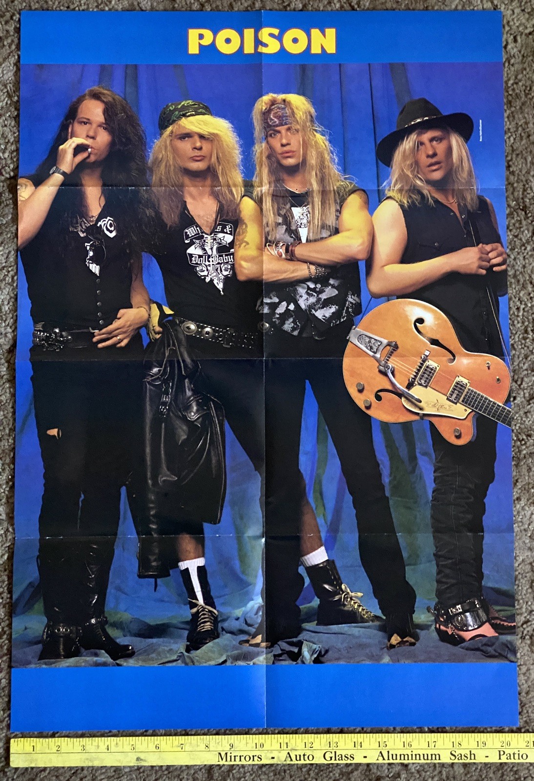POISON / WARRANT Double-Sided Orig 1980s Magazine Poster 30x20 Glam Metal￼