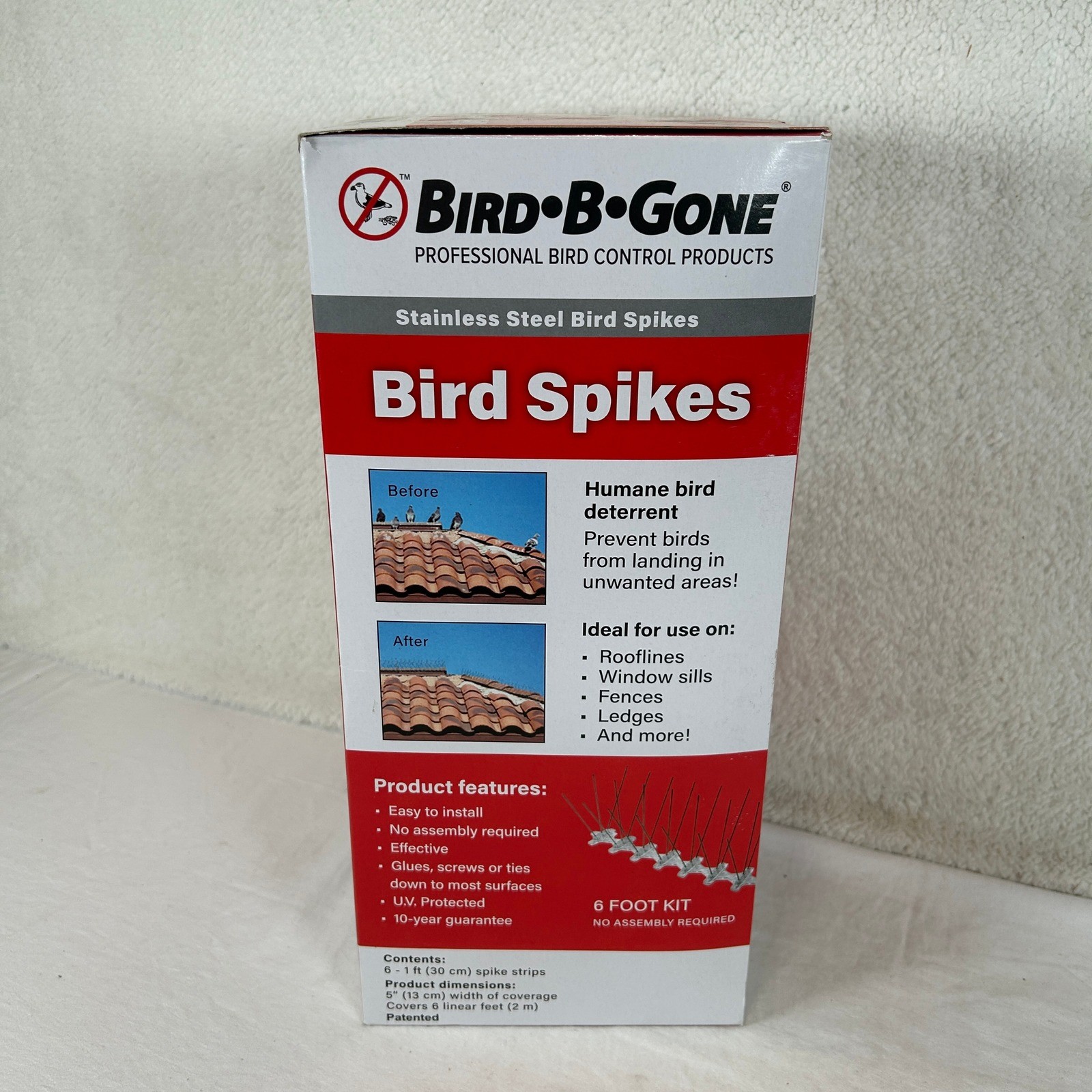 Bird B Gone Stainless Steel Bird Spikes 6 Foot Kit Professional Bird Control