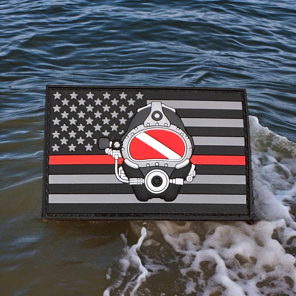 Subdued Thin Red Line American Flag Public Safety Diver PVC Patch