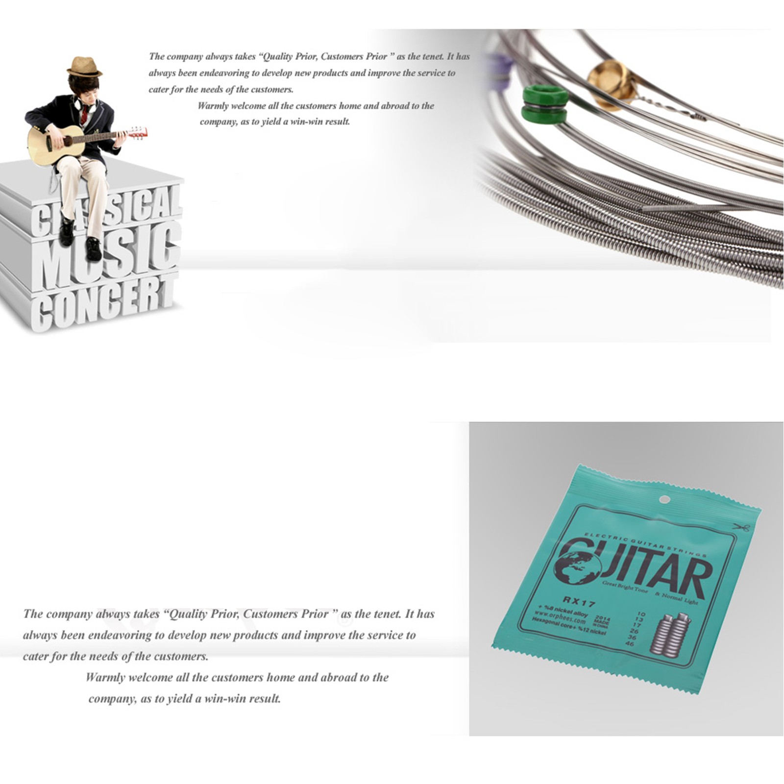 10 Sets 60pcs Nickel Alloy Electric Guitar Strings (.010-.046) Replacement b7s2