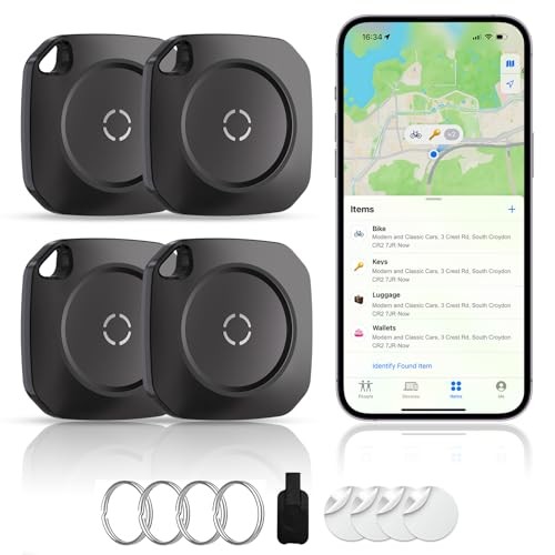 Air Tracker Tag-4 Pack, Smart Bluetooth Tracker Work with Apple Black,4 Pack