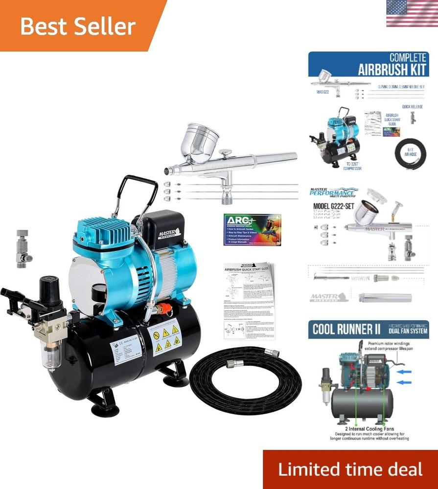 Versatile Airbrush & Compressor Set with 3 Nozzle Tips for Artists & Hobbyists