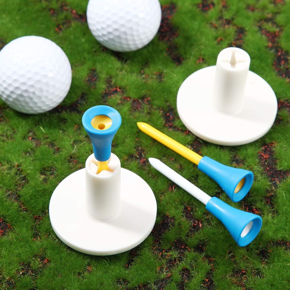 6 Pcs Golf Tees For Practice Mat, Rubber Range Tees, Mixed Size, White