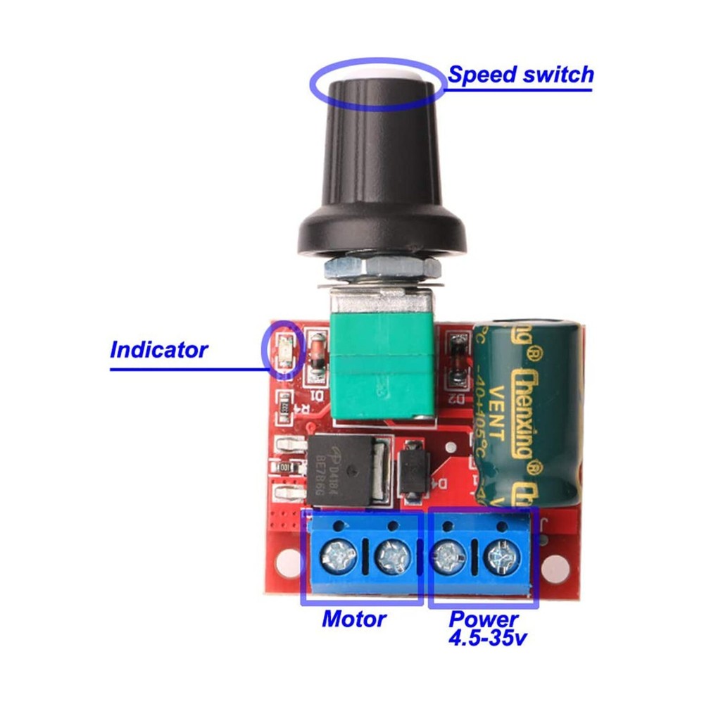 Adjustable DC PWM Motor Fan Controller Module 4.5V-35V With On Off Switch