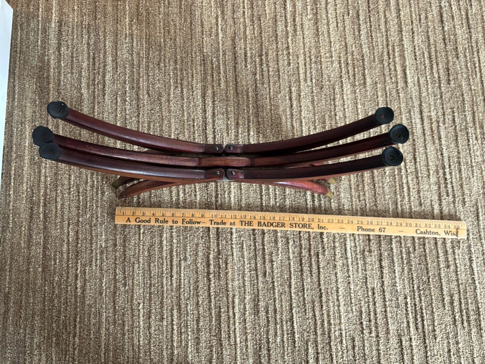 VTG Mid-Century Modern Spider Leg Tray Table Folding Base Brass Tips No Tray MCM