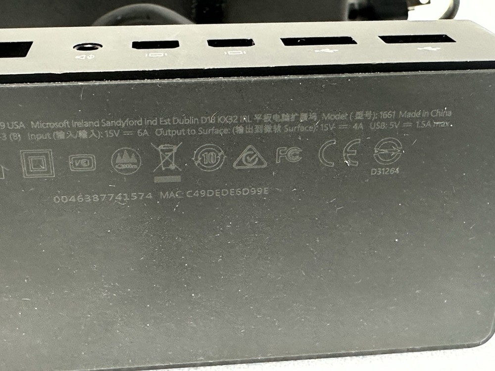 Microsoft Surface Dock Docking Station Model 1661 with Microsoft Adapter 1749