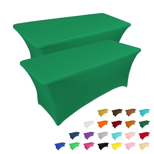 2 Pack 6FT Table Cloth for Rectangular Fitted 6 Ft - 2 Pcs Emerald Green