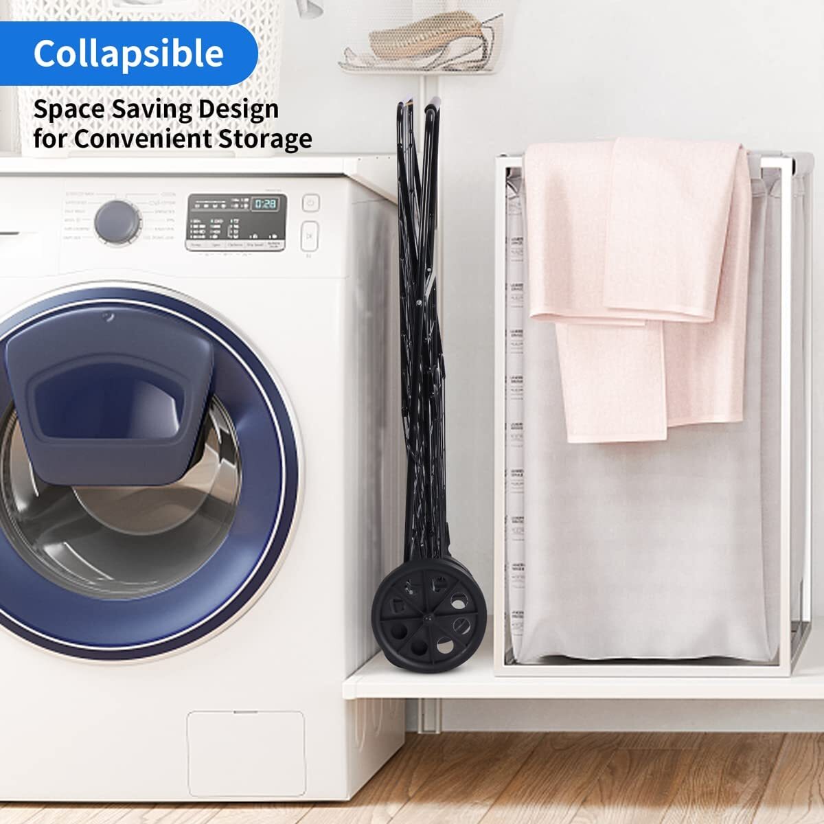 ( USED ) Folding Grocery Basket Cart Shopping Wheels Large Metal Utility Laundry