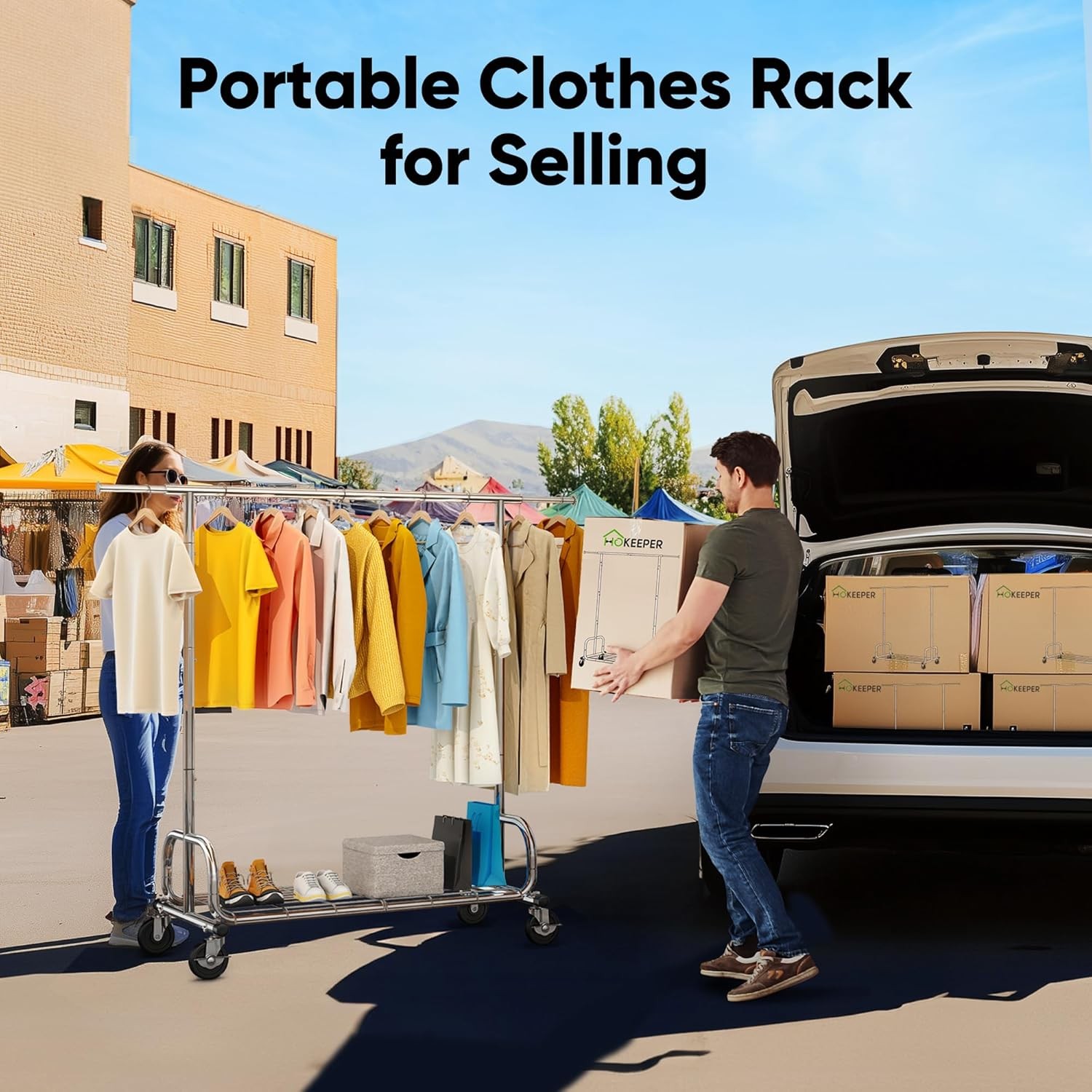 HOKEEPER Clothes Rack Clothing Racks for Hanging Clothes, Portable Clothes Rack