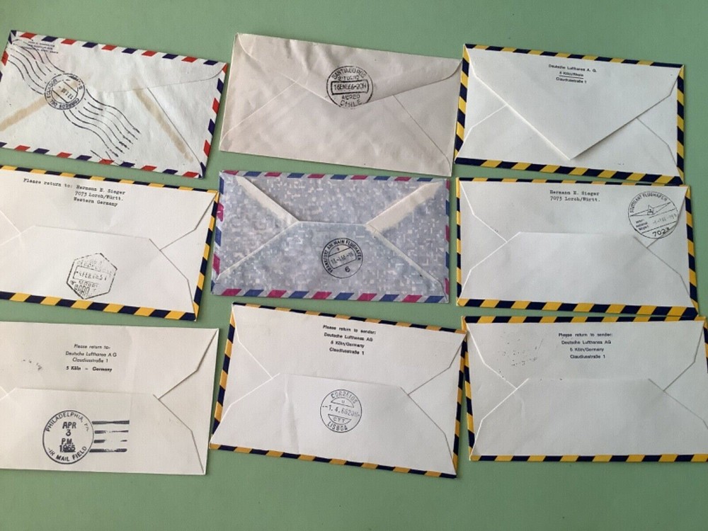 Airmail flight cover mixed World 9 items Ref A1475