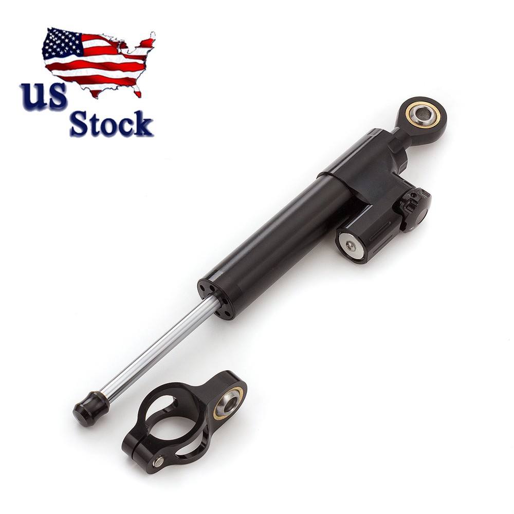 US Black Motorcycle Universal CNC Adjustable Steering Damper Stabilizer Part