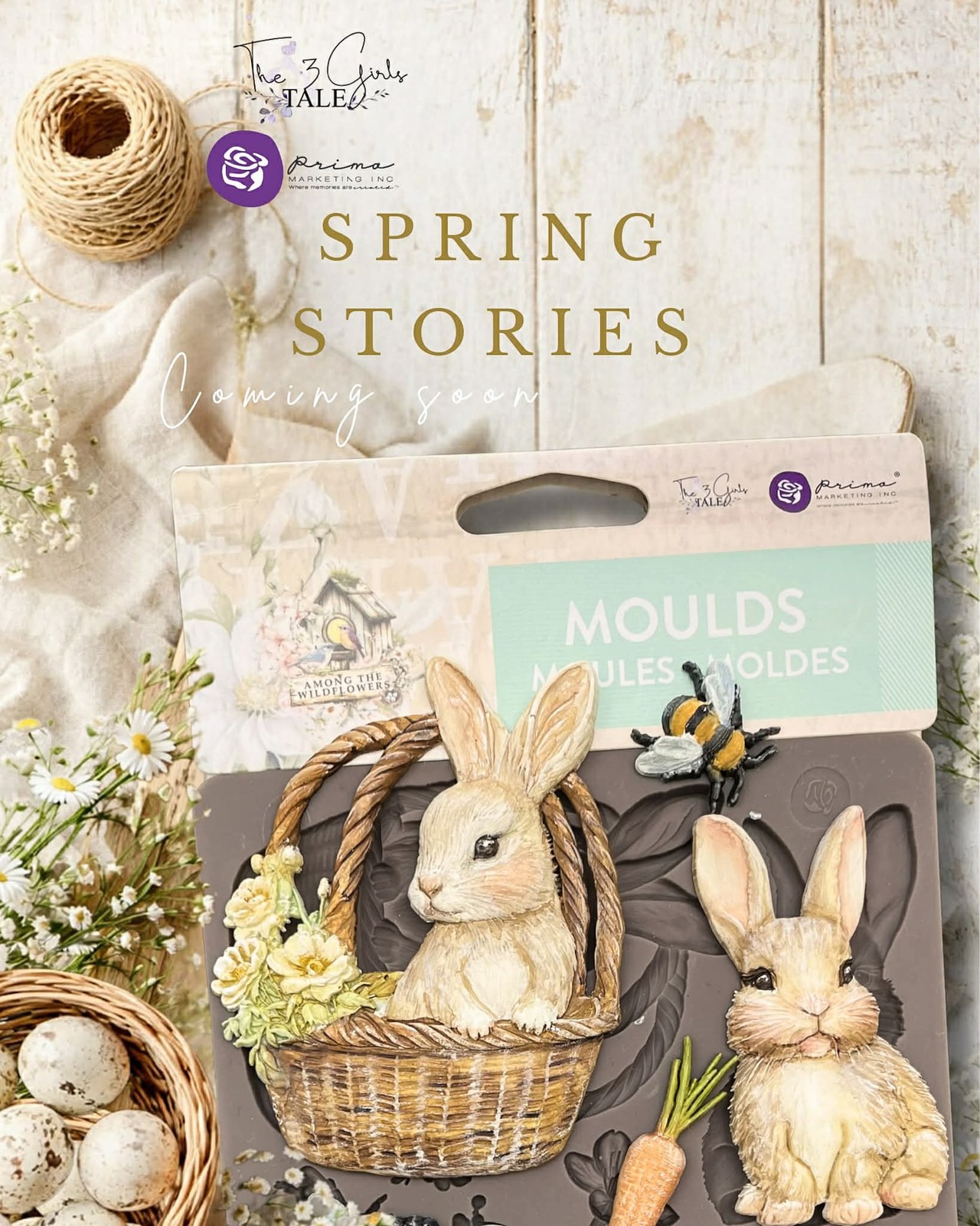 Garden Friends | 5" x 8" Silicone Craft Décor Mould | Prima Marketing