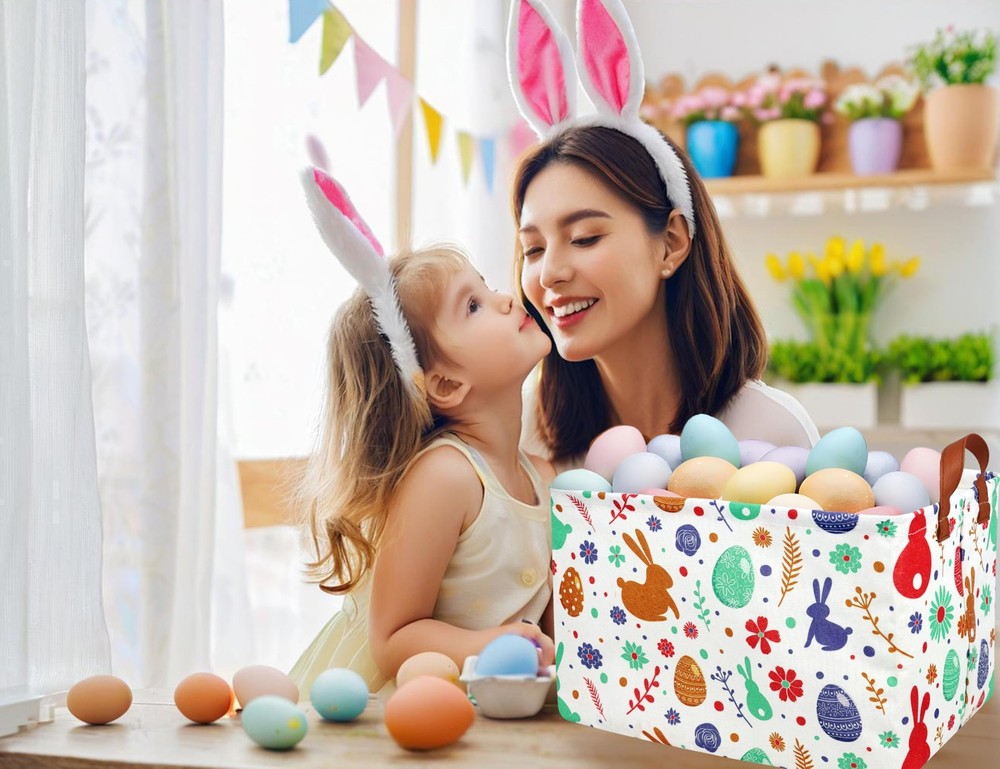 BOOHIT Rectangle Empty Easter Baskets Boy Large Toy Storage Bin Girls collaps...