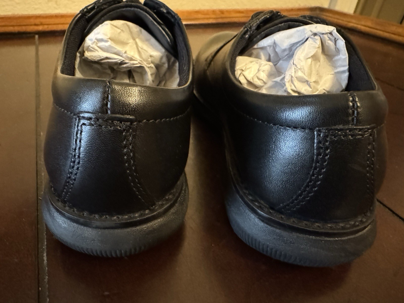 Johnston & Murphy Black Leather Lace Up Derby Dress Shoes28-8381 Boys Sz 12.5