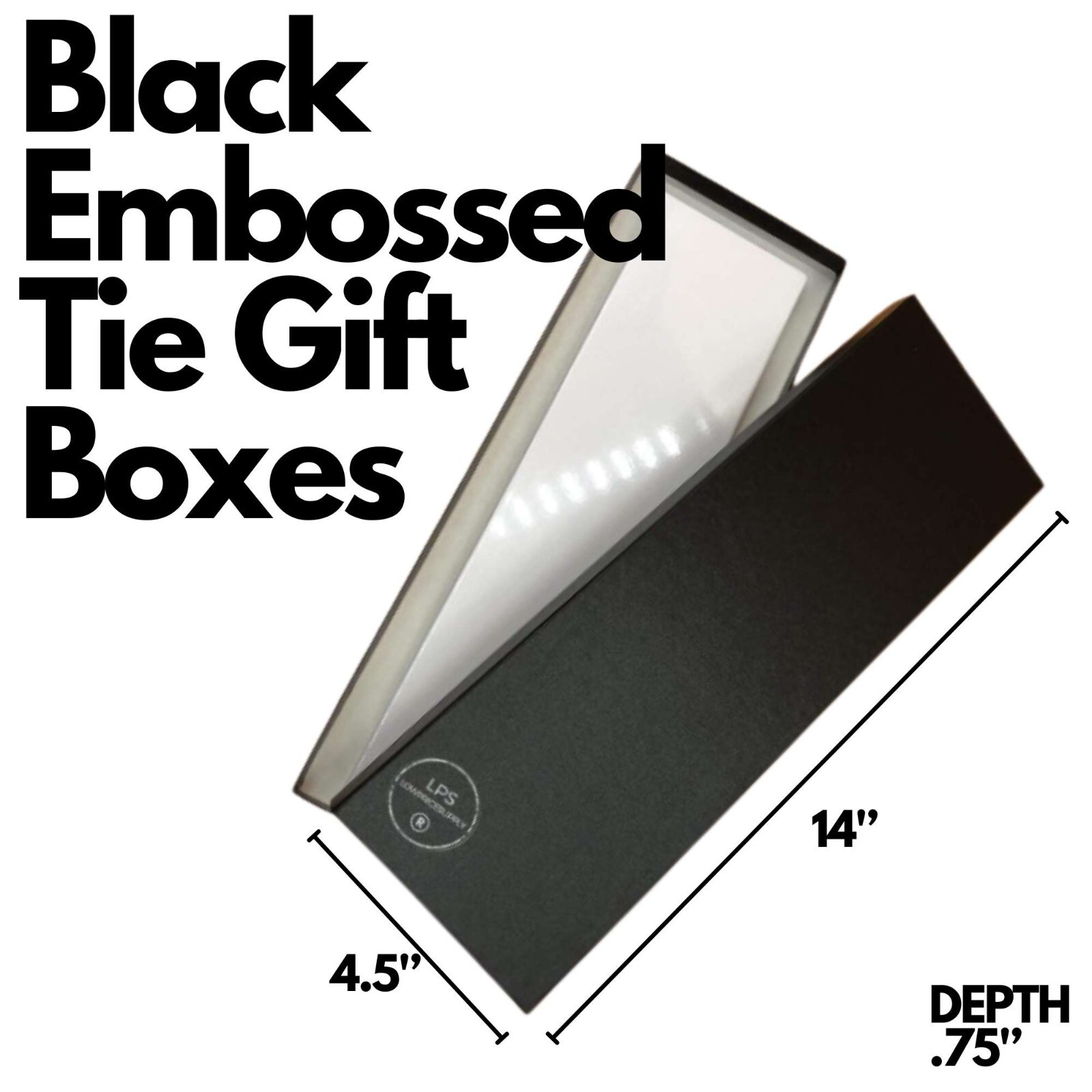 Neck Tie Gift Box 14” x 4-1/2” x3/4” Black Sheen Finish Top & Bottom MADE IN USA