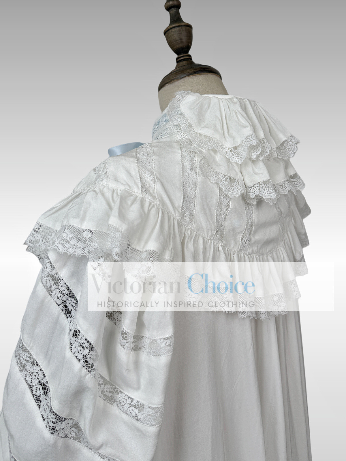 Victorian Edwardian Vintage White Cotton Nightgown Nightdress Ankle Length SD002