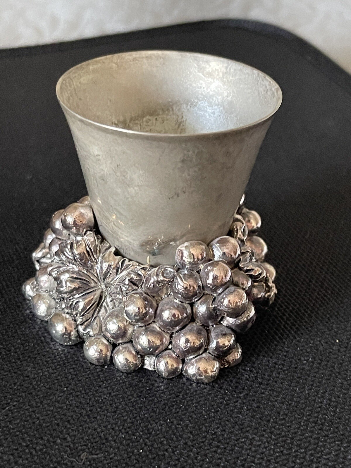 Godinger Silver Plated Cup Heavy Base Grape Design 2 Inches Tall